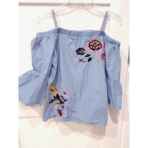 INC embroidered off shoulder shirt blouse S